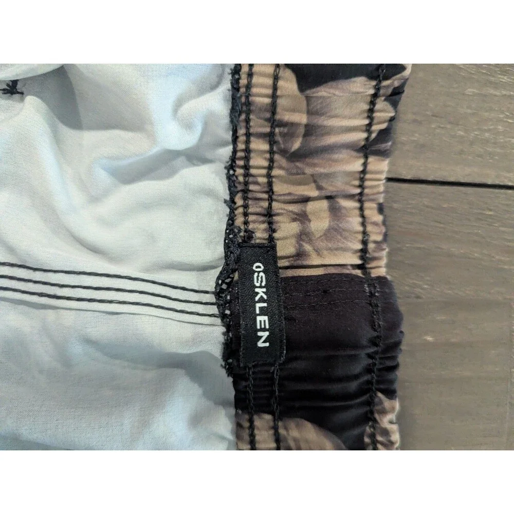 Osklen Mens Floral Black And Tan Floral Drawstring Swim Athleisure Shorts Sz L